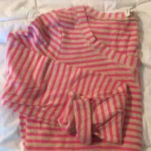 Linen blend sweater - pink and tan